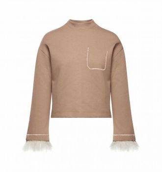 Sfizio Fur Sleeve Sweatshirt In Light Camel