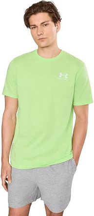 Under Armour Sportstyle Left Chest Short Sleeve Mens Clothing Lumos Lime/White : 2XL, Cotton/Polyester