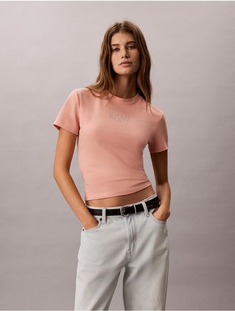 Calvin Klein Jeans Calvin Klein Womens Logo Graphic Slim T-Shirt - Orange - XL