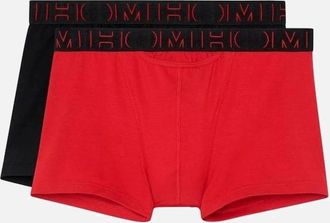 HOM Mens HOM Boxerlines 2-Pack HO1 Boxer Trunks, Red/Black - Size: 32/30/31
