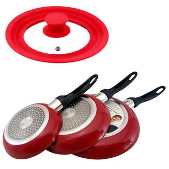 San Ignacio Set De 3 Sartenes San Ignacio Con Revestimiento En M&aacute;rmol &Oslash;16 Cm &Oslash;20 Cm &Oslash;24 Cm + Tapa Universal En Color, De Vidrio