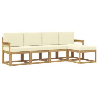 vidaXL Conjunto De Sof&aacute;s De Exterior Con Coj&iacute;n 5 Pcs Blanco Y Crema Vidaxl