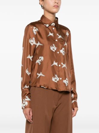 Marni bird-print shirt - Brown