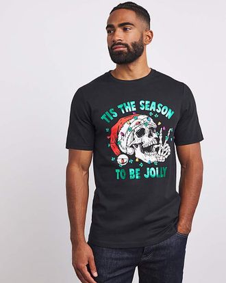 Jacamo Xmas Graphic T-Shirt Long