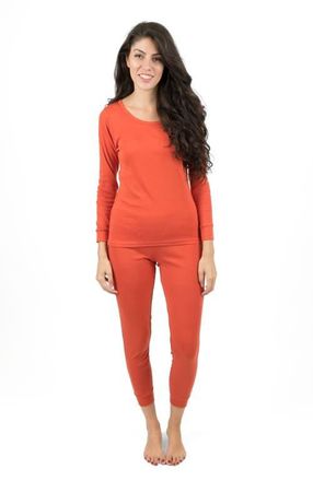 Leveret Womens Cotton Solid Matching Family Pajamas in Orange at Nordstrom, Size X-Large