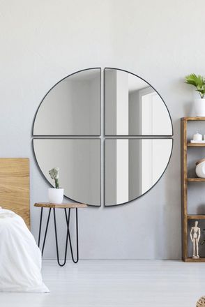 MirrorOutlet New Black XL Circular Metal Wall Mirror 70 X 70 (180 x 180CM) | Size: 1 Pack
