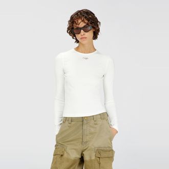 Diesel Cotton sweater with Oval D logo - Tops - Woman - White