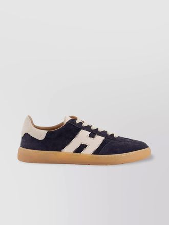 Hogan cool low-top suede sneakers with contrast heel tab