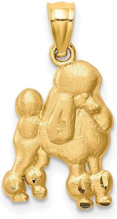 Diamond2Deal 14k Yellow Gold Satin Diamond-cut Poodle Dog Pendant