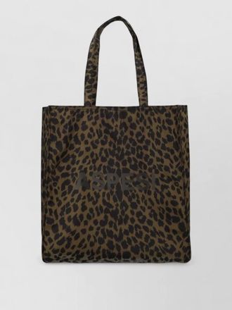 Aspesi logo tote bag animal print dual handles