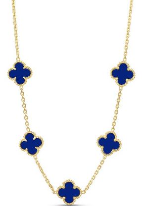 SHYMI Clover Frontal Necklace in Gold/Blue at Nordstrom