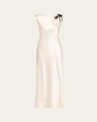 Jason Wu Embellished Washed Twill Column Gown
