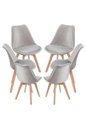 Regalos Miguel Regalos Miguel - Packs Sillas Comedor - Pack 6 Sillas Synk Terciopelo - Gris Claro
