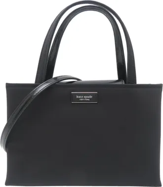 Kate Spade New York Black Leather Nylon Tote Bag (Pre-Owned)