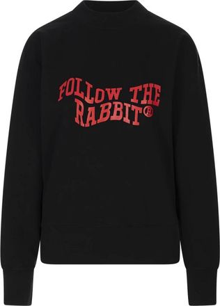 Msgm Zwarte Sweatshirt met Follow the Rabbit Print - Dames - Sweatshirts - Zwart - M - Hoodies & sweatvesten