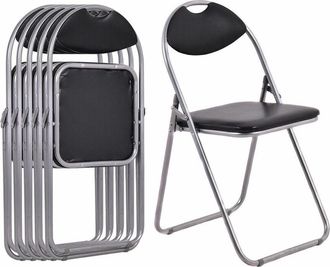 Costway Costway - Set of 6 Folding Metal Chair Padded Kitchen Dining Seat U-shaped Guest Chair