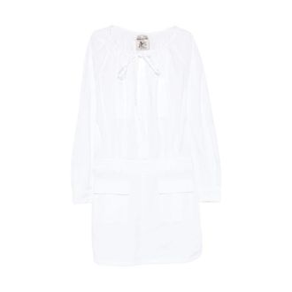 Semicouture Tunics, female, White, Size: L Ricarda Tie-Neck Mini Dress