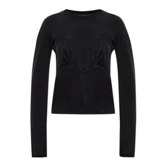 Maison Margiela Long Sleeve Tops, female, Black, Size: XS Seam-Detail T-Shirt
