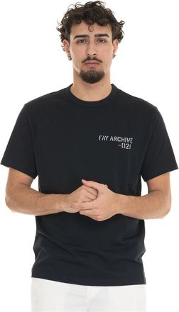 Fay T-shirt met korte mouwen en ronde hals - Heren - T-shirts - Blauw - 3XL - Katoen - Tops