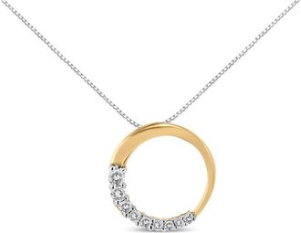 House of Brilliance 14K Gold 1/4 Cttw Graduating Diamond Open Circle Hoop 18 Pendant Necklace in Yellow Gold at Nordstrom