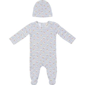 Lola Girl Cherry Print Soft Cotton Modal Romper & Hat Set in White/red at Nordstrom, Size 9M