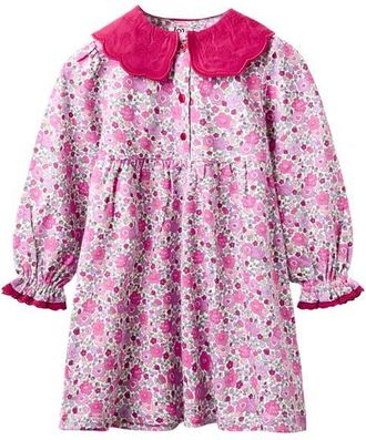 JoJo Maman B&eacute;b&eacute; Floral Broderie Anglaise Collar Dress in Plum at Nordstrom, Size 12-18M