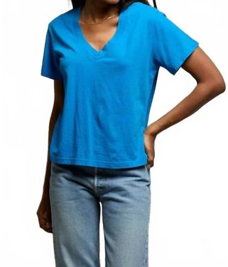 perfectwhitetee Hendrix Boxy V-Neck Tee In Cobalt