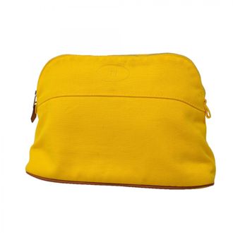 Herm&egrave;s Yellow Canvas Pouch (Pre-Owned)