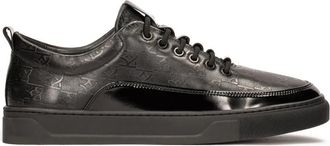 Kazar Zwarte sneakers met reli&euml;fpatroon - Heren - Sneakers - Zwart - 44 EU - Leer - Schoenen