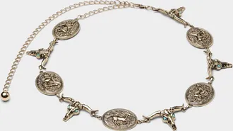 Simons Womens Horse and bull medallion belt