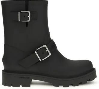 Jimmy Choo London Black Polyurethane Rain Womens Boots