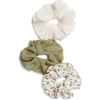 Chelsea28 3-Pack Chiffon Scrunchies in Green Multi at Nordstrom