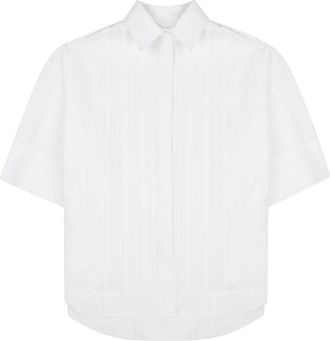 P.A.R.O.S.H. White Vertical Pleats Cotton Shirt