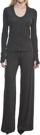 Enza Costa Cashmere Drawcord Pant In Charcoal