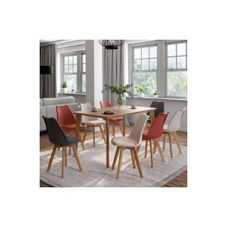 IDMarket Idmarket - Lote De 8 Sillas Escandinavas Sara Mezcla De Colores Gris Oscuro X2, Terracota X3, Beige X3
