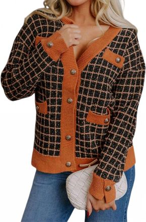 Fate Checkered Cardigan In Black