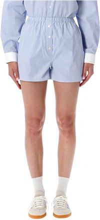 Sporty & Rich Korte Broeken, Dames, Blauw, M, Katoen, Poplin Short Stripe
