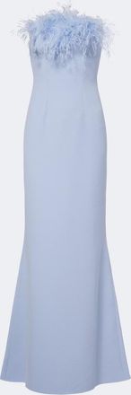 SAFiYAA Soshin feather-trimmed cr&ecirc;pe gown