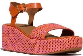 FitFlop PlatFForms Woven Ankle Strap Wedge Sandal in Satsuma/pink Perfect at Nordstrom Rack, Size 7