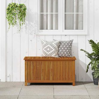 Berkfield Home Garden Storage Box 113x50x58 cm Solid Acacia Wood in Brown | Size: 113 x 50 x 58 cm