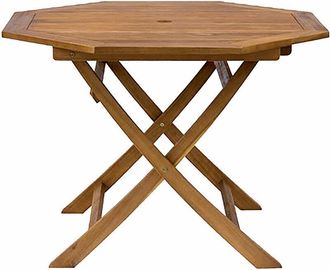 MOREL Tavolo Ottagonale Pieghevole da Giardino Ø110x70 cm in Legno di Acacia Morel