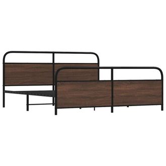 Berkfield Home Metal Bed Frame without Mattress Brown Oak 200x200 cm