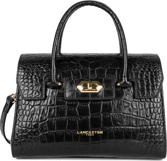 Lancaster Flap Handtas met Metalen Sluiting - Dames - Handtassen - Zwart - ONE Size - Leer - Tassen