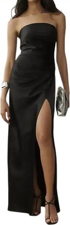BHLDN Danielle Strapless Stretch Satin Maxi Dress In Black