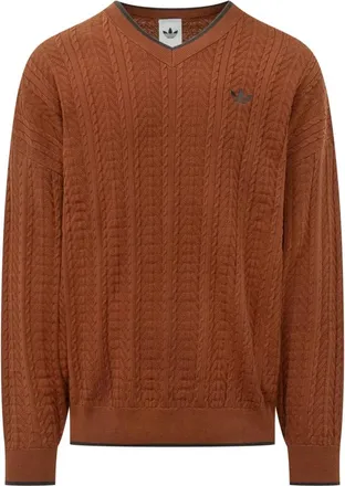 adidas Truien & Vesten, Heren, Bruin, XS, Katoen, Trui met V-hals en Kabelsteek