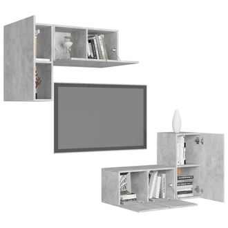 Berkfield Home Practical 4 Piece TV Cabinet Set Concrete Grey Engineered Wood