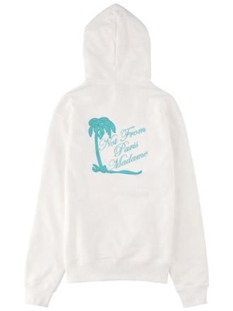 Dr&ocirc;le de Monsieur Slogan Palm Print Sweatshirt - White