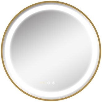 Kleankin Espejo De Ba&ntilde;o Con Luz Led &Oslash;60x4cm Espejo Redondo Interruptor T&aacute;ctil 3 Luces Ajustable Visualizaci&oacute;n De Temperatura Hora Funci&oacute;n De Memoria - Kleankin