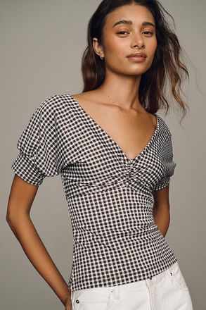 Maeve Gingham Short-Sleeve Blouse