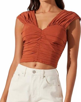Astr Xandra Ruched Crop Top In Rust